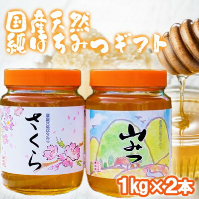 【ふるさと納税】はちみつ 化粧箱入り 国産 天然 純はちみつ 1kg×2本セット さくら＆やまみつ ギフト 《包装対応、手提げ袋付》 　お届け：2026年5月より順次発送いたします。