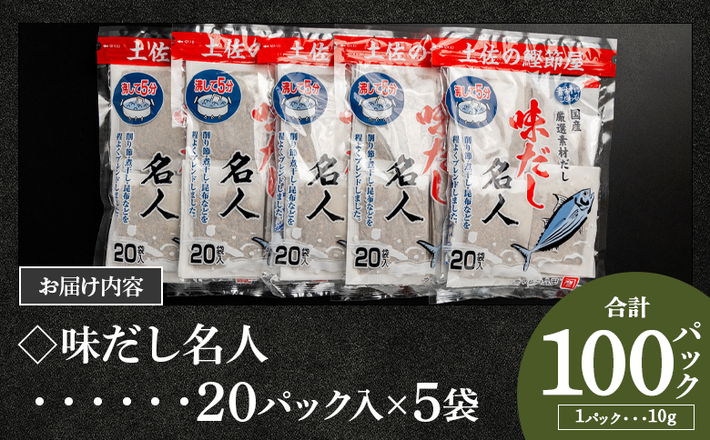 【無添加】お徳用味だし 計100パック - 国産 だしパック 出汁 万能だし 和風だし 粉末 調味料 食塩不使用 かつお節 昆布だし 煮干し 手軽 簡単 味噌汁 みそ汁 煮物 うどん そば 蕎麦 森田