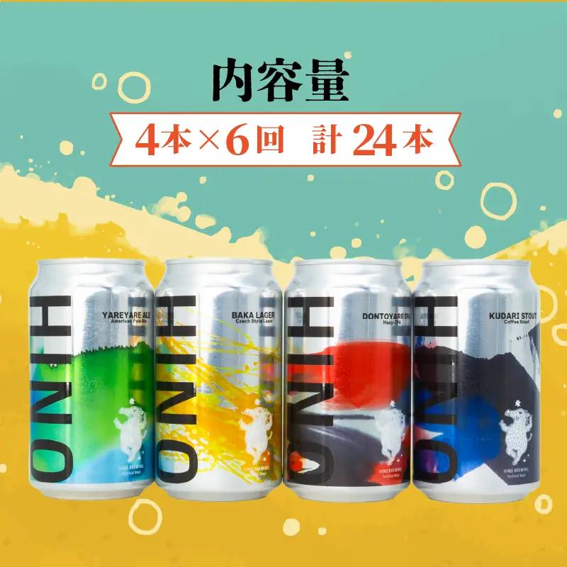 日野ビール ＜6回定期便＞ クラフトビール 4本 セット 祭 ご当地 地元 クラフト 地ビール ご当地ビール ビール びーる ご当地びーる 地びーる 麦酒 発泡酒 缶 晩酌 craft beer 麦芽