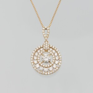 K18 Dカラートータル1ctUP ダイヤモンド ペンダントネックレス　HH-019705