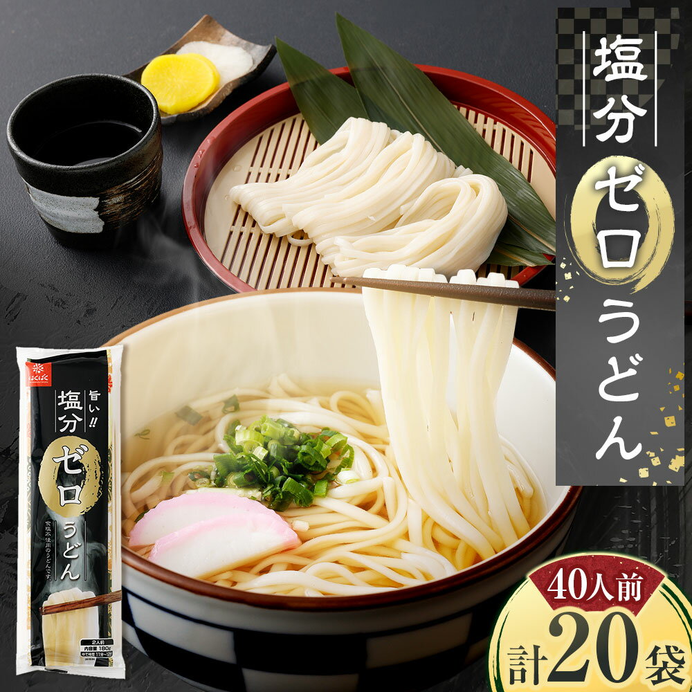 【ふるさと納税】塩分ゼロ うどん 計3.6kg（180g×20袋） 麵類 乾麵 食塩不使用 惣菜 国産 山梨県 中央市 送料無料