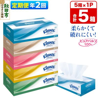 ふるさと納税 秋田市 《2回定期便》ティッシュペーパー クリネックス 5箱×1パック|15_nsc-030102