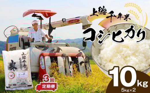 新米 【 定期便 ・ 3ヶ月 】上総千年米 コシヒカリ （精米） 10㎏ | 米 こめ お米 おこめ 白米 精米 プレミアムなお米 千葉 こしひかり 千葉県 君津市