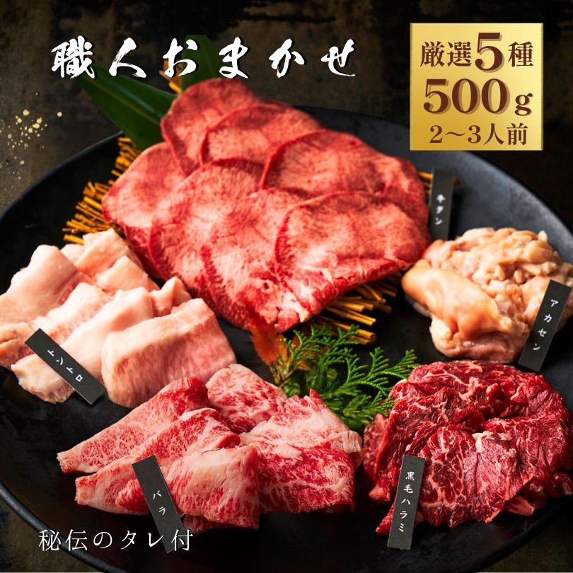 
                  職人おまかせセット 500g 【2種類のタレ付き】 肉詰め合わせ_OS192-0007
                