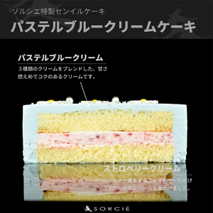 【着日指定可】誕生日ケーキ センイルケーキ 4号 直径13.5cm 2人～4人分 285g 【バースデー飾り付】【パステルブルー】 スイーツ ギフト | デザート ケーキ お菓子 洋菓子 冷凍 着日指