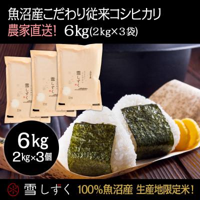 ふるさと納税 十日町市 令和7年産!魚沼産こだわり従来コシヒカリ【農家直送!】精米6kg(2kg×3袋)
