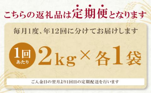 無洗米 福岡県産米3品種セット6kg 定期便(毎月・年12回)