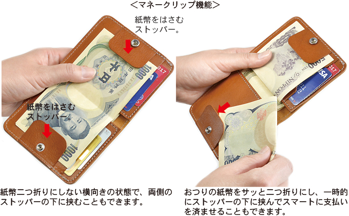 キャッシュレス時代の胸ポケットに入る多機能薄型コンパクトウォレット（マネークリップ付き） ビンテージブラック