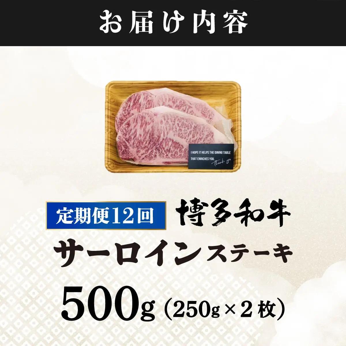  ＜定期便・全12回＞A4ランク以上！博多和牛 サーロインステーキ 500g（250g×2枚）