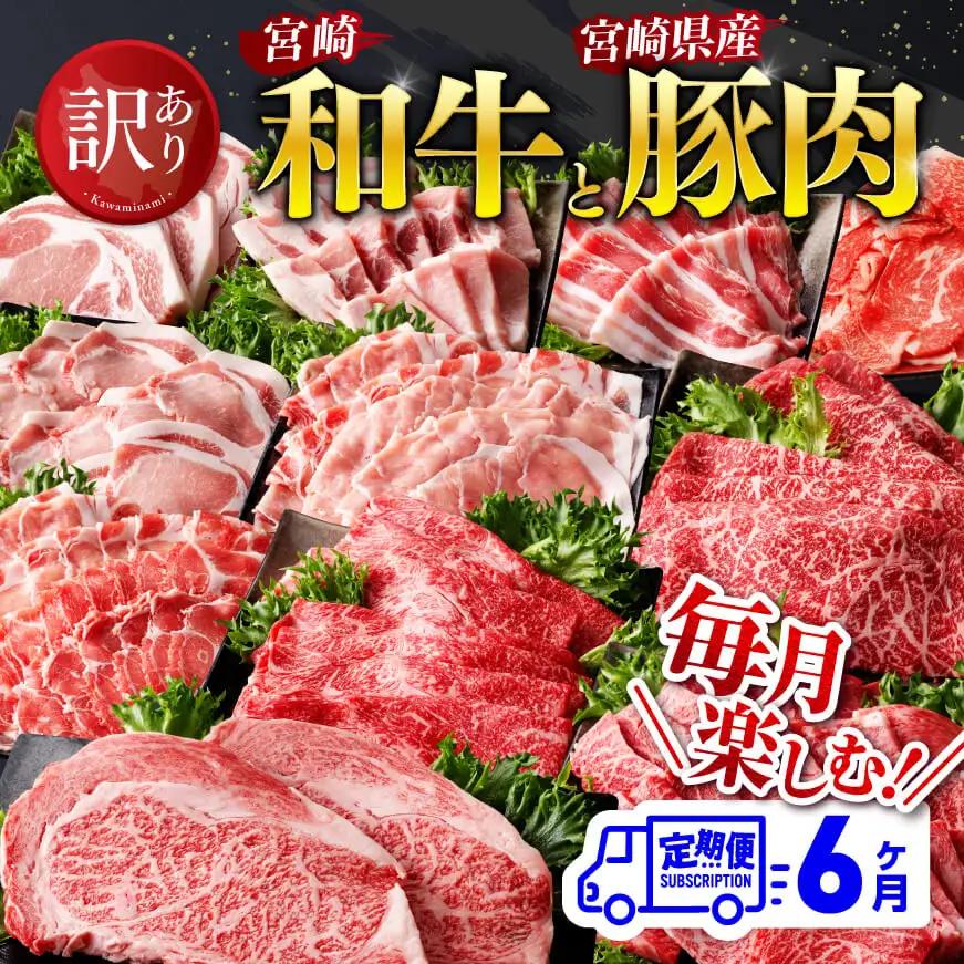 【訳あり定期便】宮崎和牛と宮崎県産豚肉6ヶ月定期便 ミヤチク6回お届け 牛肉 豚肉