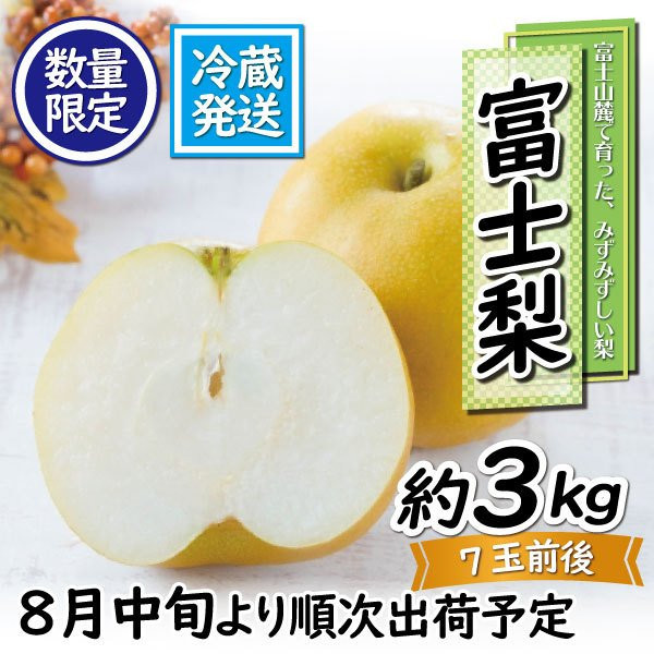 
                  梨 詰め合わせ セット 富士梨 約3kg (7玉前後) 3種類 幸水 豊水 秋月 希少 貴重 フルーツ くだもの 果物 数量限定 冷蔵配送 静岡県 富士市 [sf001-066]
                