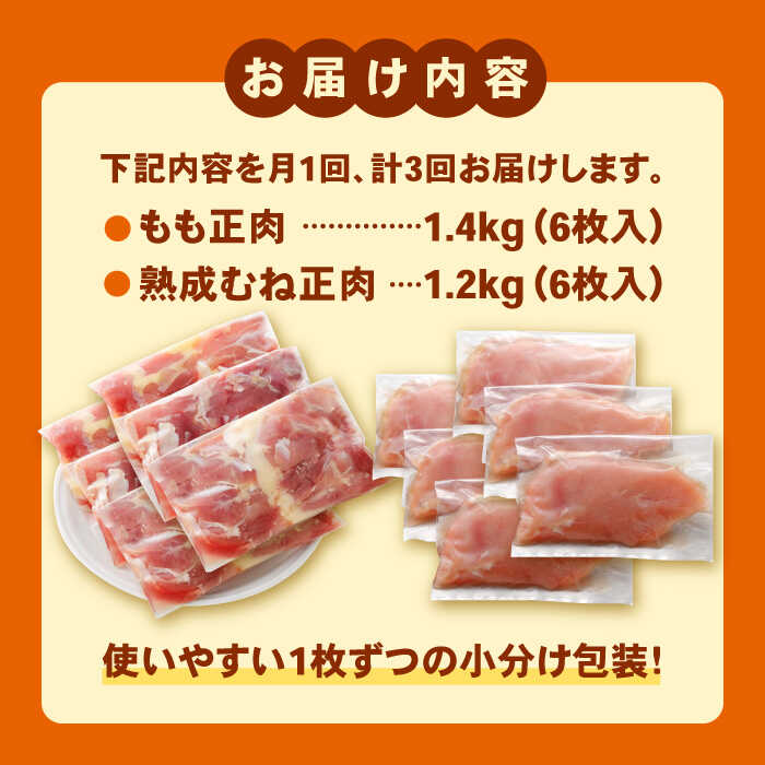 【全3回定期便・大容量】＜人気ブランド鶏食べ比べ＞みつせ鶏もも肉・むね肉2.6kg ヨコオフーズ/吉野ヶ里町 [FAE142]