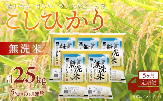 ＜5か月定期便＞ 千葉県産「コシヒカリ」無洗米 5kg×5か月連続 計25kg A074