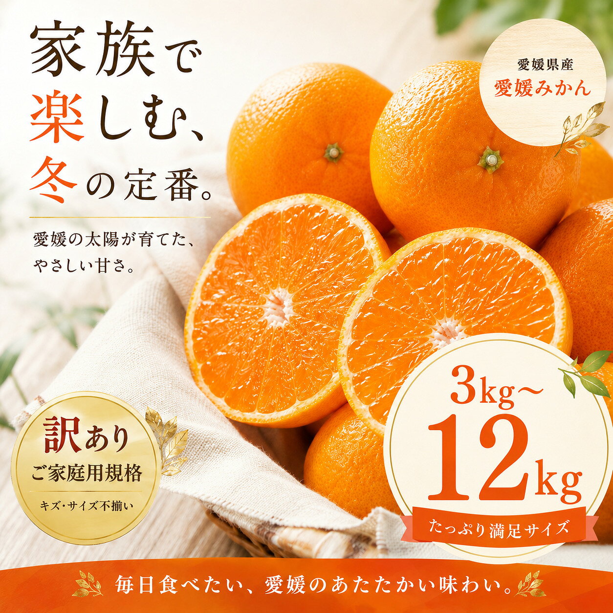 【ふるさと納税】＜訳あり 愛媛県産みかん 合計約3／6／9／12kg＞『2026年10月下旬～1月下旬迄に順次出荷予定』 選べる ミカン 蜜柑 食感 甘い ご家庭用 果汁 果物 くだもの フルーツ みかん オレンジ 柑橘 人気柑橘 特産品 株式会社OSN 愛媛県 西予市 【常温】