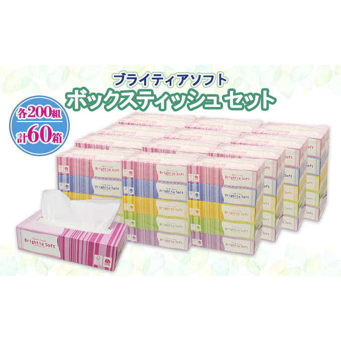 ブライティアソフトBOXティッシュ 60箱(200組 400枚)