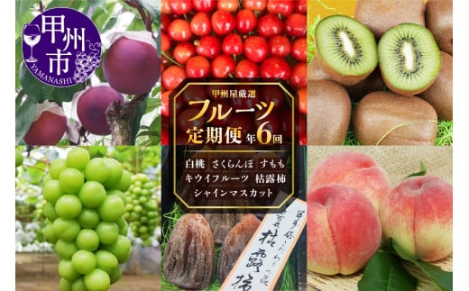 【定期便】甲州屋厳選 フルーツ定期便「年6回」H-110【 白桃 桃 もも モモ 貴陽 すもも プラム シャインマスカット 葡萄 ぶどう ブドウ 令和8年発送 令和9年発送 期間限定 山梨県産 甲州市 フルーツ 果物】