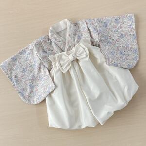 ベビー袴 80 SIZE チューリップ×白色の袴【1512032】