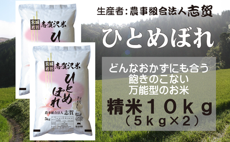 宮城県岩沼市産　志賀沢米　ひとめぼれ　精米10kg（5kg×2）