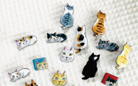 七宝焼き 後猫 ブローチ 糸島市 / のび工房【いとしまごころ】 ブローチ アクセサリー[ADZ009]