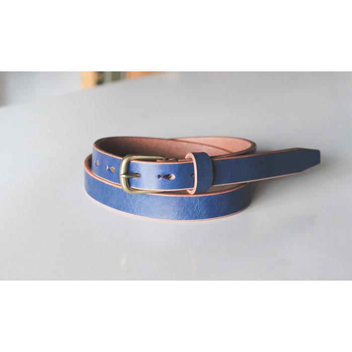 【ふるさと納税】【minca】細幅20mmベルト 栃木レザーの希少な「ハーネスレザー」使用の贅沢な1枚革のレザーベルト/ブルー/HL-B04/BLUE　729【小物 ファッション 人気 おすすめ 】