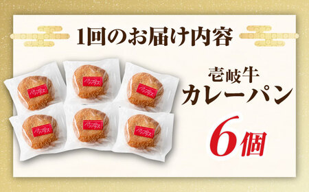【全6回定期便】壱岐牛カレーパン 6個 セット   パック ステーキ カレー パン 和牛 朝食 高級 詰め合わせ 《壱岐市》【パンプラス】[JEU012] 114000 114000円