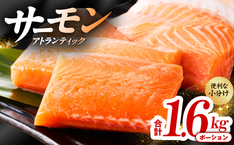 アトランティックサーモン 1.6kg【ポーション 小分け 刺身 海鮮丼 さーもん 冷凍 訳あり サイズ不揃い まとめ買い 大阪 泉佐野 大阪府 泉佐野市】