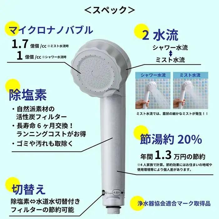 浄水×マイクロナノバブル シャワーヘッド　バブリージョワー2.0 [No.914] 