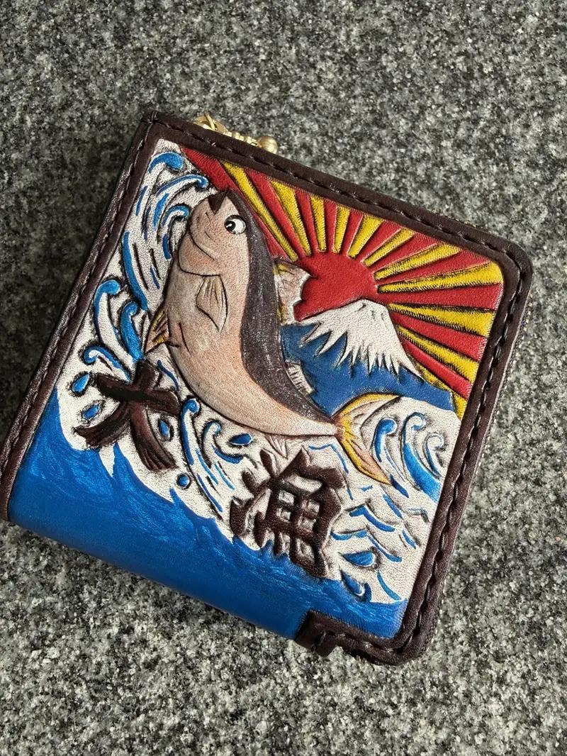 大漁旗 コンパクト 財布　ハンドメイド (a77-001)