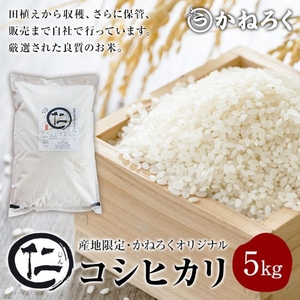 【ふるなびWEEK】 令和7年産 新米 厳選 コシヒカリ 仁米 5kg　かねろく お米 こしひかり 白米 長野 上田市 シャリ 5キロ