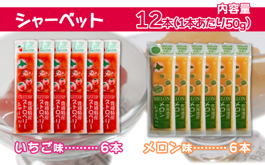 北海道 豊浦町 いちご・メロンのシャーベット 6本×2種 【 ふるさと納税 人気 おすすめ ランキング 果物 メロン めろん 果物 いちごイチゴ 苺 国産いちご イチゴシャーベット メロンシャーベット 食べ比べ おいしい 美味しい 甘い 送料無料 】TYUN014