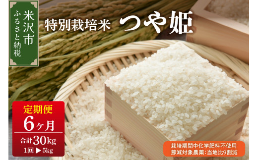 【先行予約】2027年1月配送開始 6ヶ月定期便 令和8年産 つや姫 5kg × 6回 計 30kg 特別栽培米 【栽培期間中化学肥料不使用・節減対象農薬：当地比9割減】