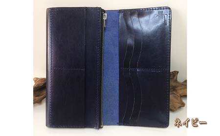 本革ルガトショルダーの2つ折り長財布（真鍮ファスナー） オレンジ