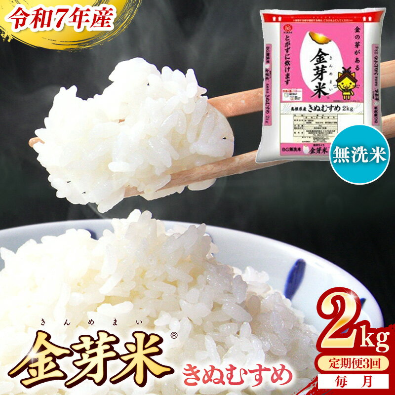 【ふるさと納税】BG無洗米・金芽米きぬむすめ 2kg×3ヵ月 定期便【毎月】 ／令和7年産 3ヶ月 時短 健康 米 BG 無洗米 計6kg 島根県産 新生活応援 お試し 節水 時短 アウトドア キャンプ 東洋ライス 健康 島根県 安来市【価格改定XA】
