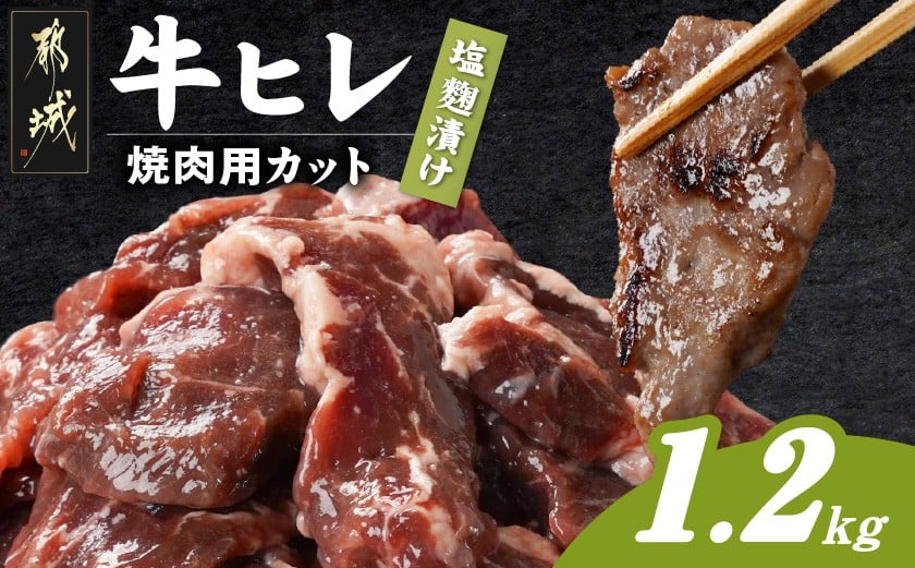 
            牛ヒレ塩麹タレ漬け1.2kg(焼肉用カット)_11-3303_(都城市) 
          