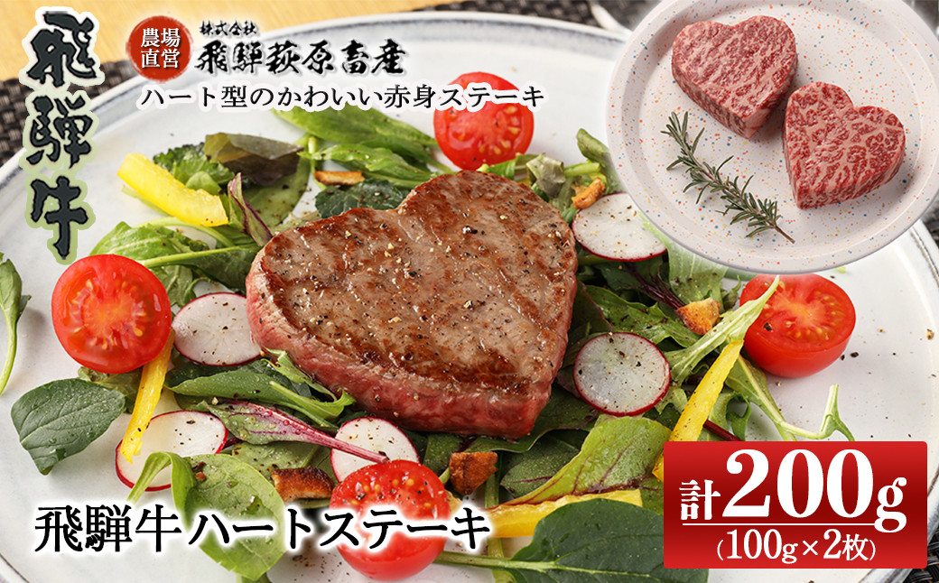 
飛騨牛ハートステーキ（100g×2枚）最高級 国産 牛肉 ブランド牛 和牛 ギフト 贈答 お祝い 結婚 記念日 かわいい【冷凍配送】
