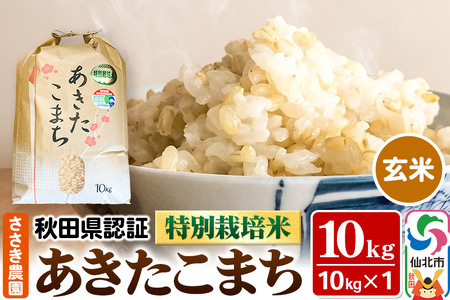 令和6年産 秋田県認証 特別栽培米 あきたこまち（玄米）10kg×1袋 米