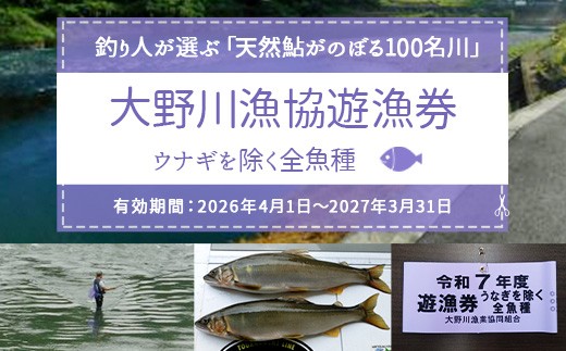 024-1061x2 大野川漁協遊漁券 ウナギを除く全魚種