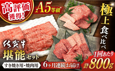 【6回定期便】佐賀牛 A5 堪能セット (しゃぶしゃぶ すき焼き用 ・ 焼肉用) 計4.8kg【桑原畜産】 [NAB096] 佐賀牛 佐賀牛焼肉 佐賀牛しゃぶしゃぶ　佐賀牛すき焼き 佐賀牛食べくらべ