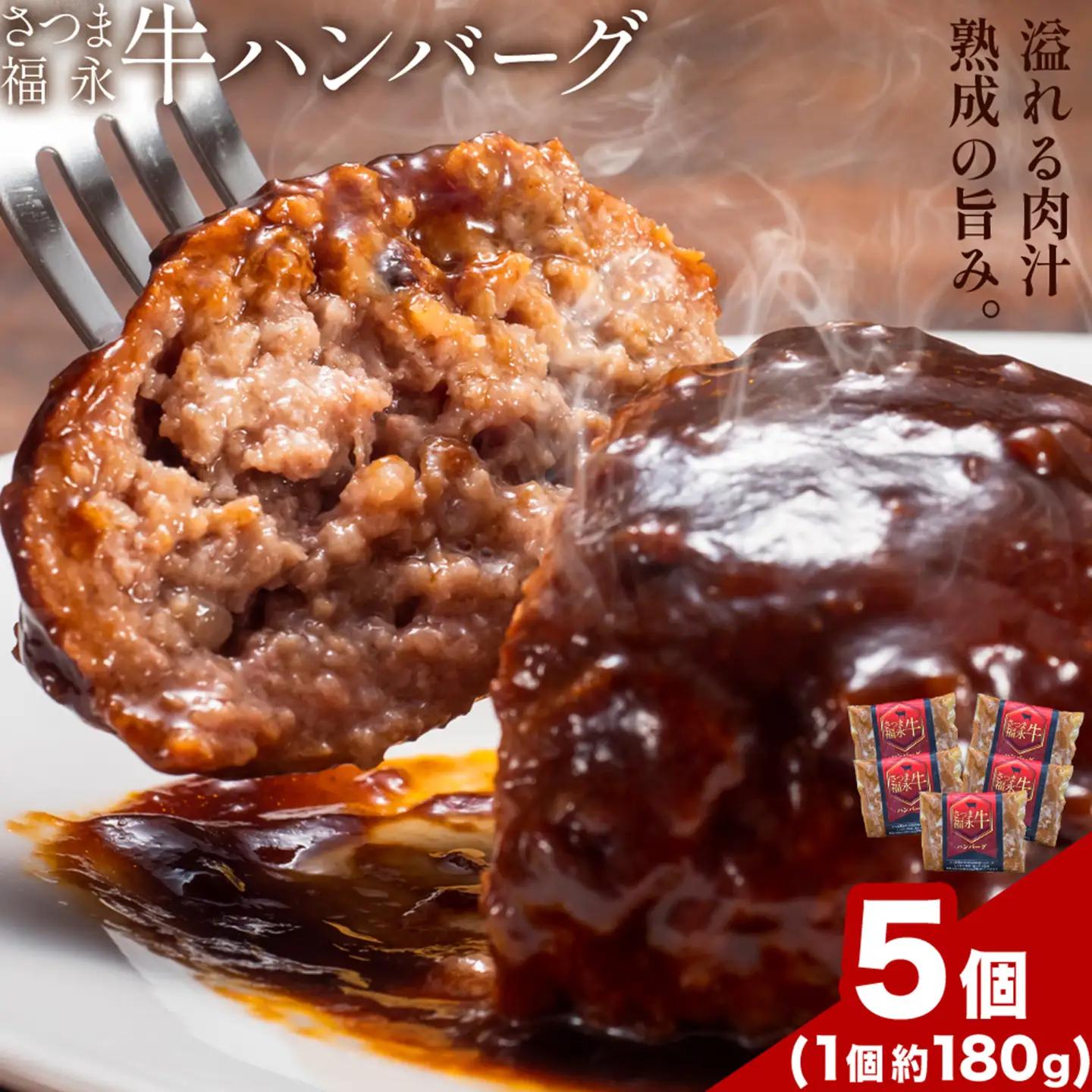 さつま福永牛 ハンバーグ 5個 個包装 福永畜産《30日以内に出荷予定(土日祝除く)》