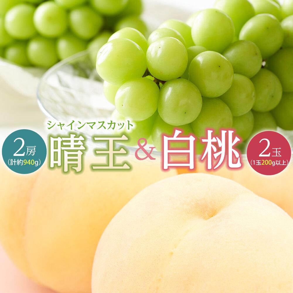 【ふるさと納税】桃 ぶどう 2027年 先行予約 白桃 2玉（1玉200g以上） シャイン マスカット 『晴王』2房（合計約940g）詰合せ もも 葡萄 岡山県産 国産 フルーツ 果物 ギフト | フルーツ 果物 くだもの 食品 人気