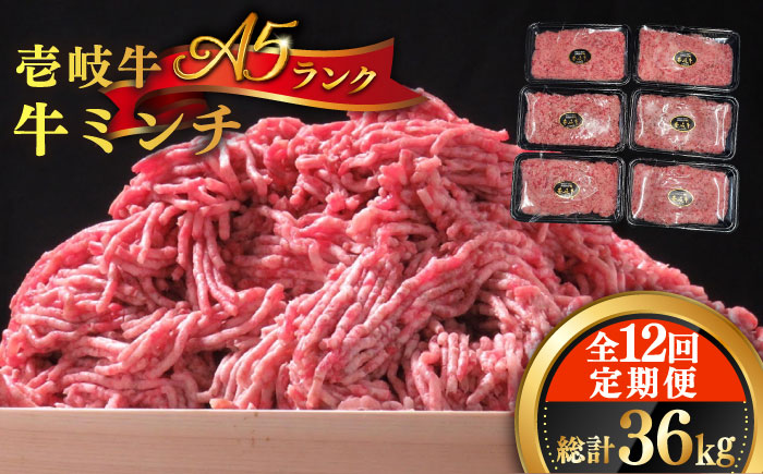 【全12回定期便】壱岐牛 A5ランク 牛ミンチ 約500g×6 《壱岐市》【KRAZY MEAT】[JER048] 小分け ミンチ 挽き肉 ひき肉 牛肉 赤身 ハンバーグ 肉 個包装 432000 432000円