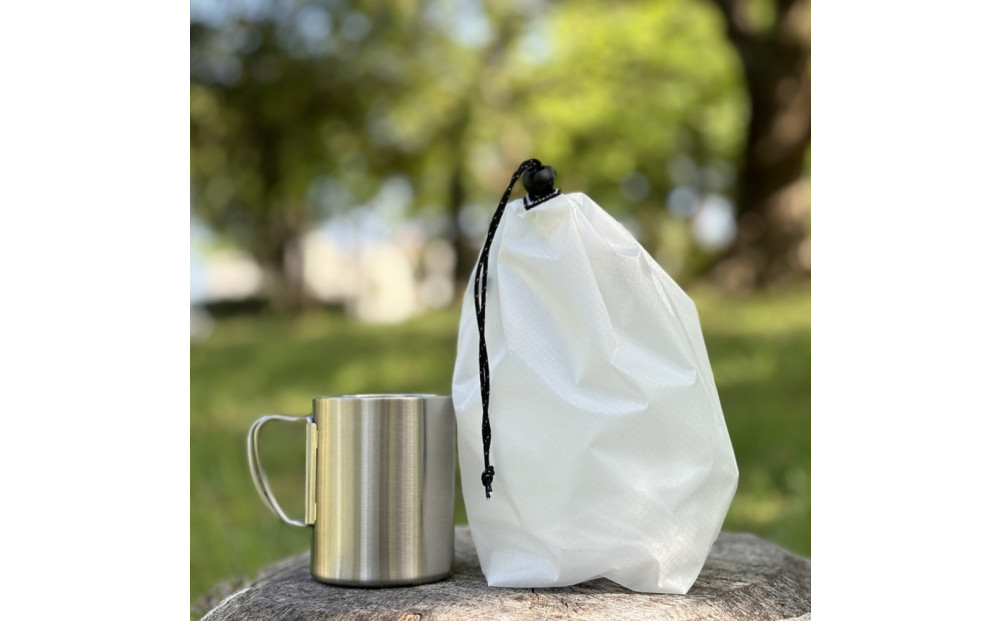 【S 1.5L・白】　キャンプで大活躍！トイレットペーパーホルダー 小さめナイロン巾着袋 シンプル巾着