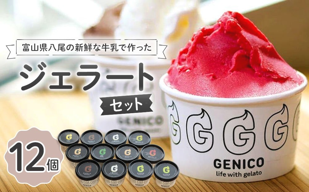 
富山県八尾の新鮮な牛乳で作ったジェラートセット　12個セット
