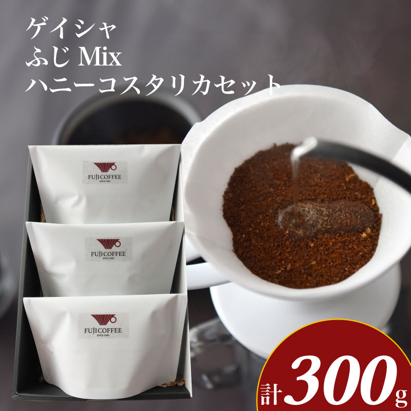 【ふるさと納税】 コーヒー 計 300g ゲイシャ ふじMix ハニーコスタリカ セット 珈琲 自家焙煎 スペシャリティーコーヒー ホットコーヒー アイスコーヒー コーヒータイム こだわりコーヒー ギフト プレゼント オフィス キャンプ アウトドア ふじ珈琲 下関 山口