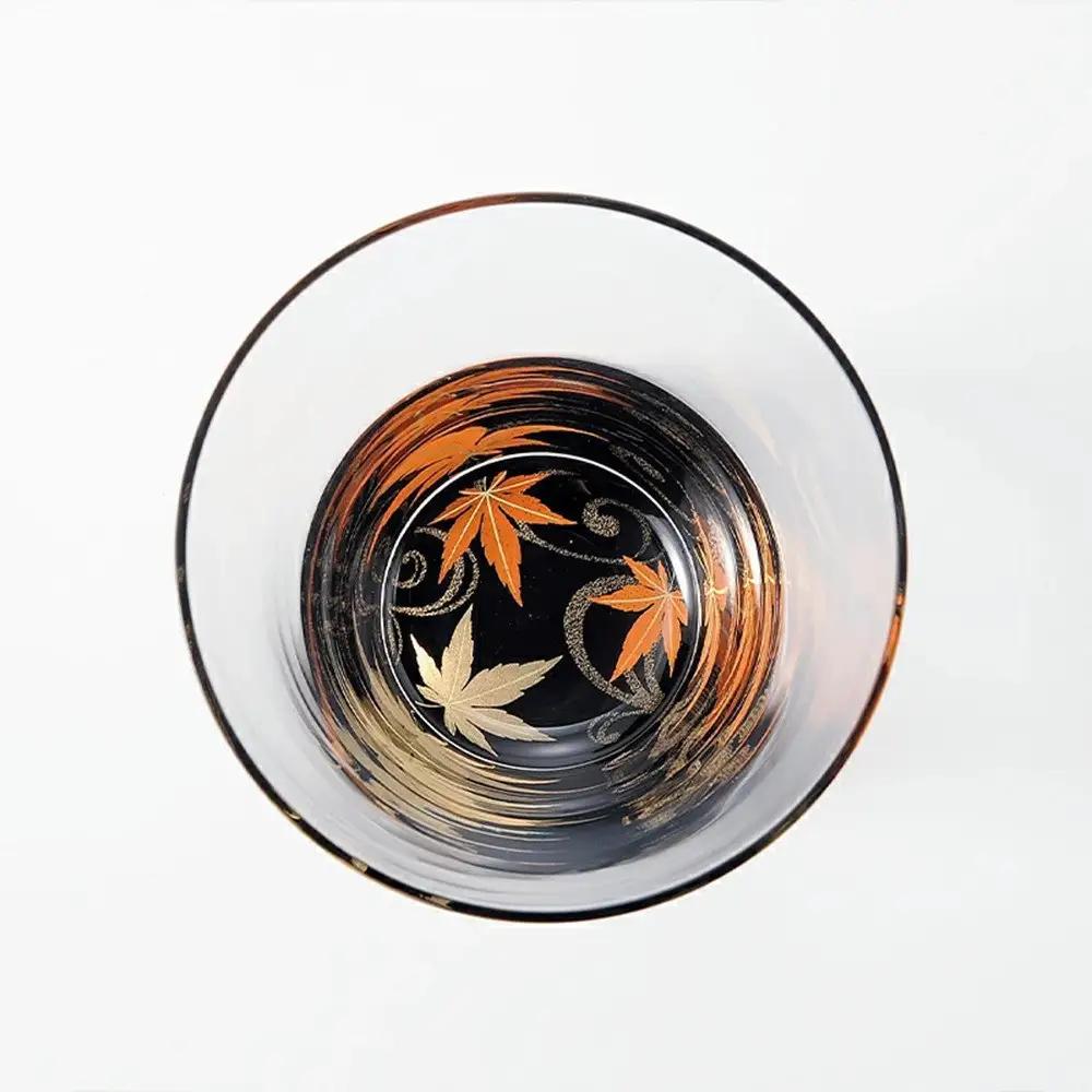 みよし漆器本舗 紀州塗り ぬりもん de Verre フリーグラス 紅葉 黒 210ml