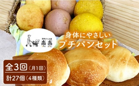 【 全3回 定期便 】身体がよろこぶ プチ パン セット ( 卵 / 乳製品 不使用 )《糸島》【天然パン工房楽楽】【いとしまごころ】[AVC009] パン 国産 詰め合わせ セット 卵 乳製品 不使用 冷凍 特別栽培
