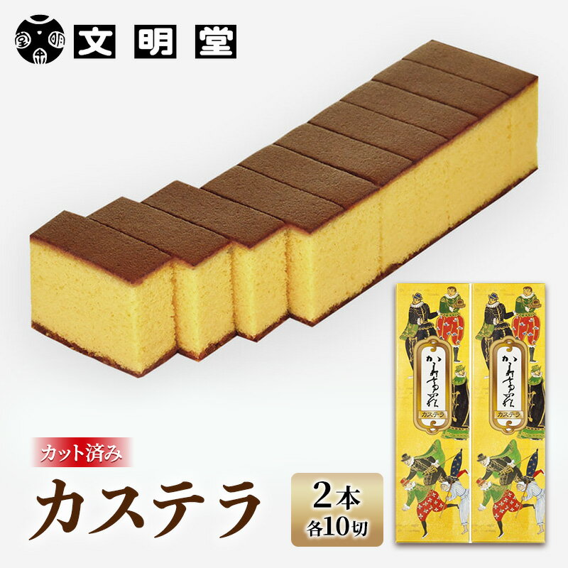 【ふるさと納税】文明堂 カステラ 2本 (1本10切れ) セット 詰め合わせ カット済み 和菓子 焼菓子 焼き菓子 お菓子 菓子 おやつ デザート スイーツ 文明堂カステラ 添加物不使用 保存料不使用 ギフト 贈り物 プレゼント 兵庫 兵庫県 稲美町