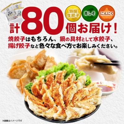 ふるさと納税 太田市 【餃子の金星】3種の餃子80個入り 特撰生餃子と2種類(青じそ・にんにく)が味わえるセット タレ付! |  | 02