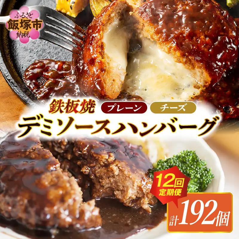デミソースのハンバーグ2種セット（プレーン8個＆チーズ8個）計16個【毎月定期便(計12回発送)】【K-036】