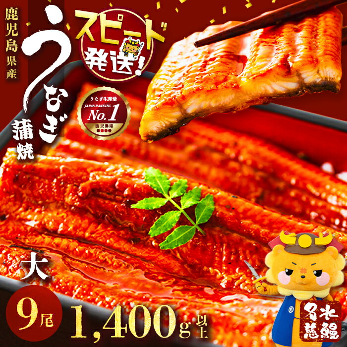 【ふるさと納税】【10営業日以内に発送】うなぎ 養殖日本一！鹿児島県産うなぎ 蒲焼 名水慈鰻大9尾(1尾あたり160g～190g)＜計1400g(1.4kg)以上＞ うなぎ 鰻 ウナギ 国産 9尾 蒲焼き かばやき 冷凍 うな重 人気 【鹿児島鰻】